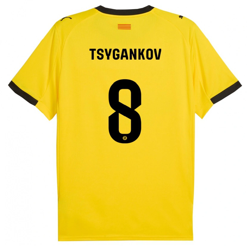 Danxen Mujer Camiseta Viktor Tsygankov #8 Amarillo Negro 2ª Equipación 2025/26 La Camisa
