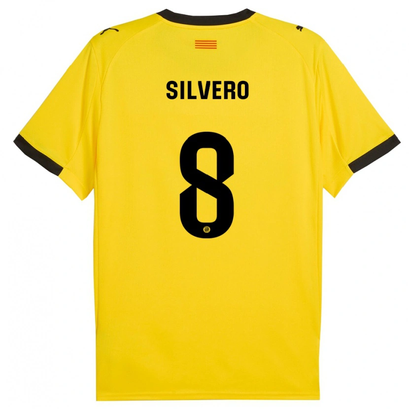 Danxen Mujer Camiseta Pol Silvero #8 Amarillo Negro 2ª Equipación 2025/26 La Camisa