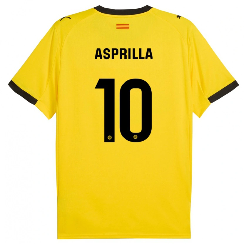 Danxen Mujer Camiseta Yáser Asprilla #10 Amarillo Negro 2ª Equipación 2025/26 La Camisa