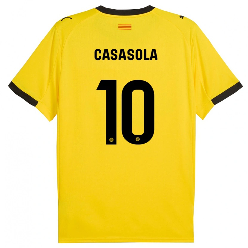 Danxen Mujer Camiseta Derek Casasola #10 Amarillo Negro 2ª Equipación 2025/26 La Camisa