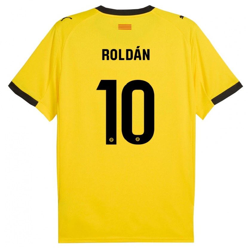 Danxen Mujer Camiseta Marcos Roldán #10 Amarillo Negro 2ª Equipación 2025/26 La Camisa