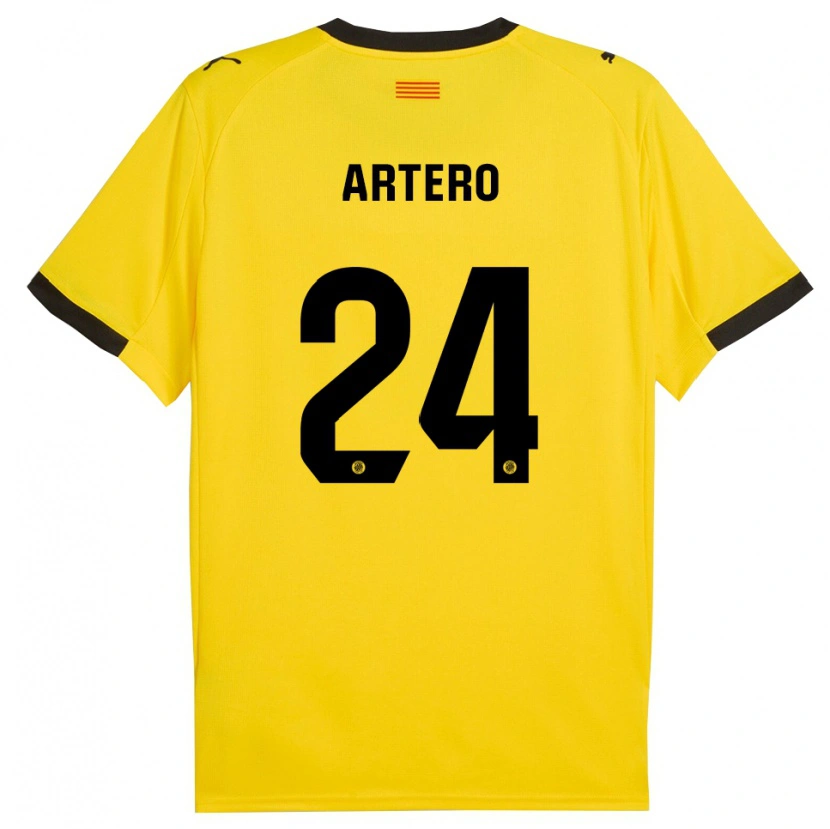 Danxen Mujer Camiseta Ricard Artero #24 Amarillo Negro 2ª Equipación 2025/26 La Camisa