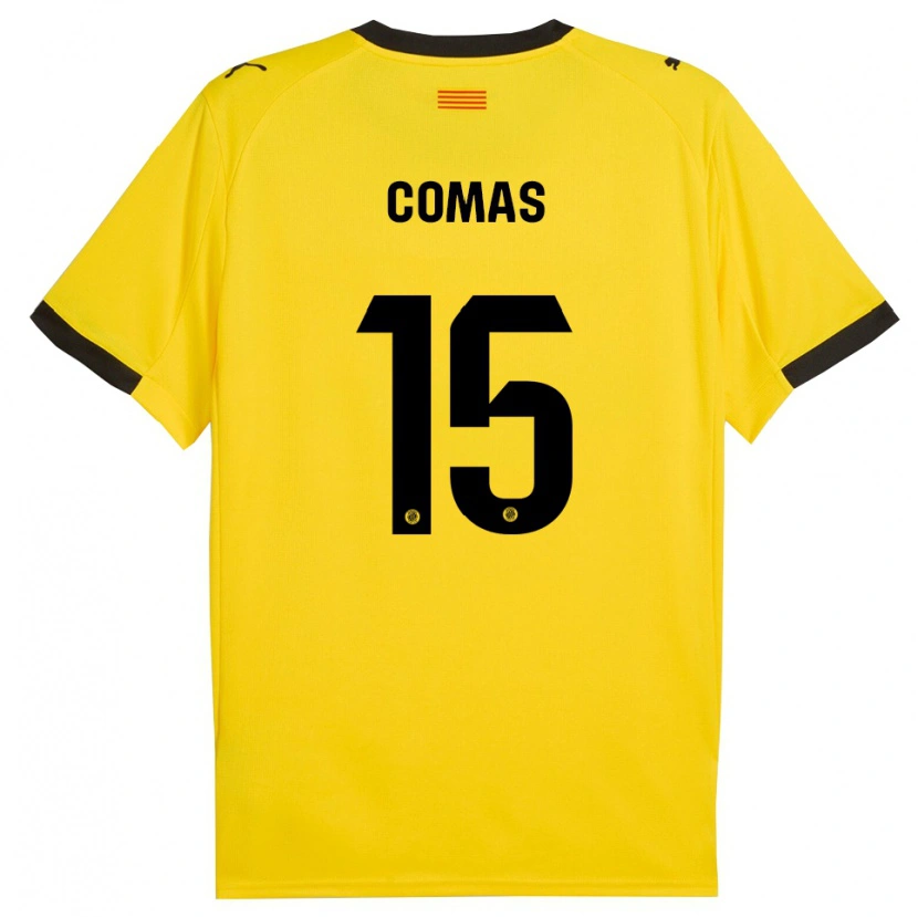 Danxen Mujer Camiseta Oriol Comas #15 Amarillo Negro 2ª Equipación 2025/26 La Camisa