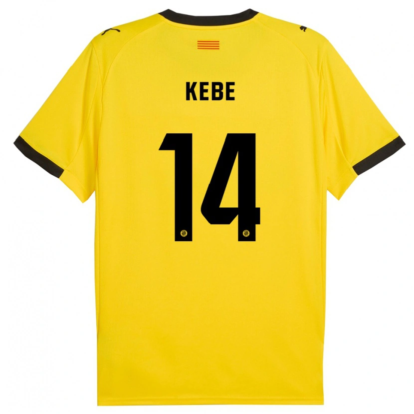 Danxen Mujer Camiseta Moussa Kébé #14 Amarillo Negro 2ª Equipación 2025/26 La Camisa