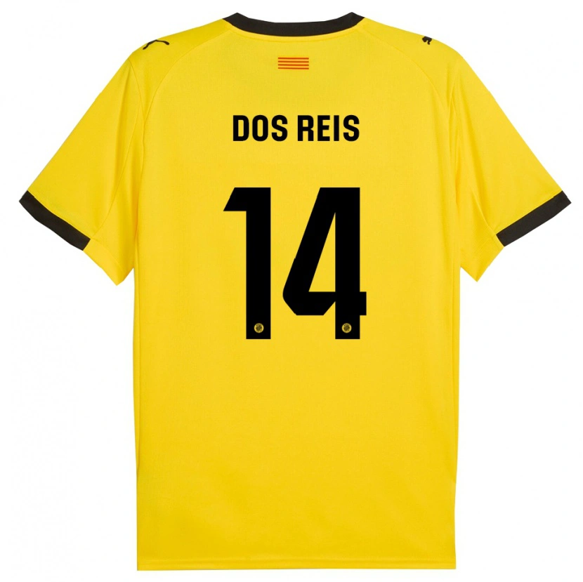 Danxen Mujer Camiseta Leo Dos Reis #14 Amarillo Negro 2ª Equipación 2025/26 La Camisa
