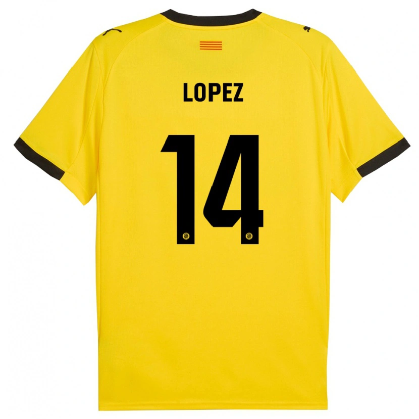Danxen Mujer Camiseta Judith López #14 Amarillo Negro 2ª Equipación 2025/26 La Camisa