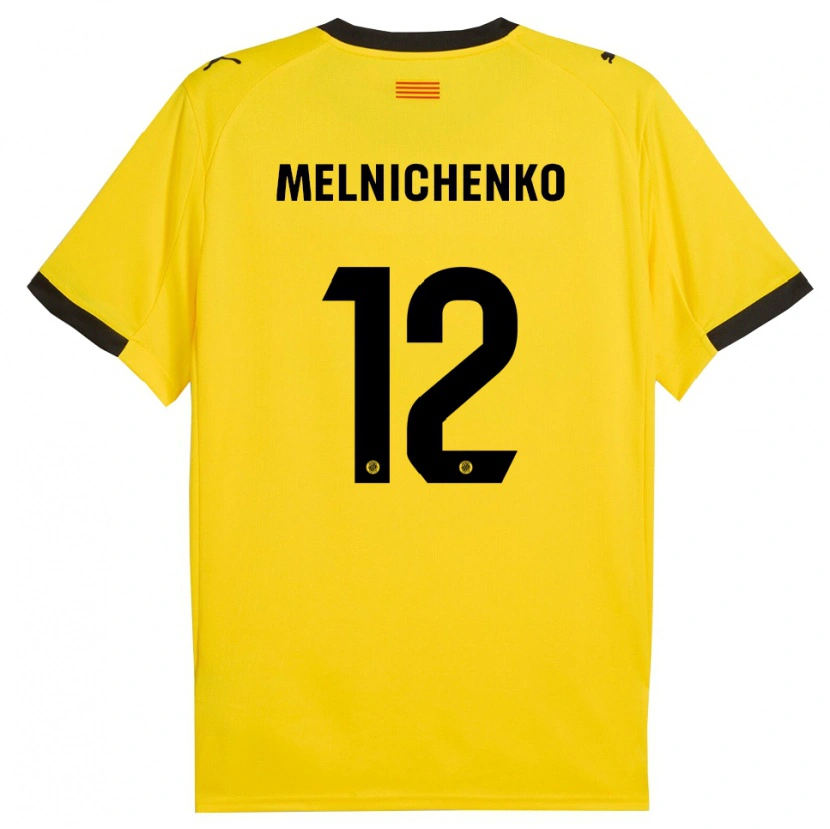 Danxen Mujer Camiseta Dmytro Melnichenko #12 Amarillo Negro 2ª Equipación 2025/26 La Camisa