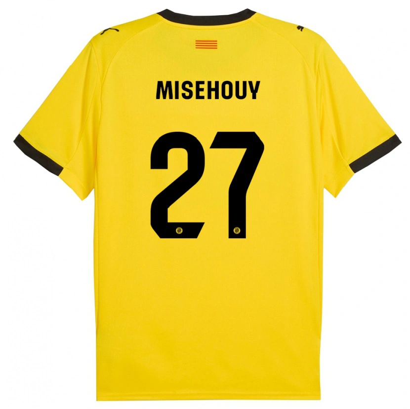 Danxen Mujer Camiseta Gabriel Misehouy #27 Amarillo Negro 2ª Equipación 2025/26 La Camisa