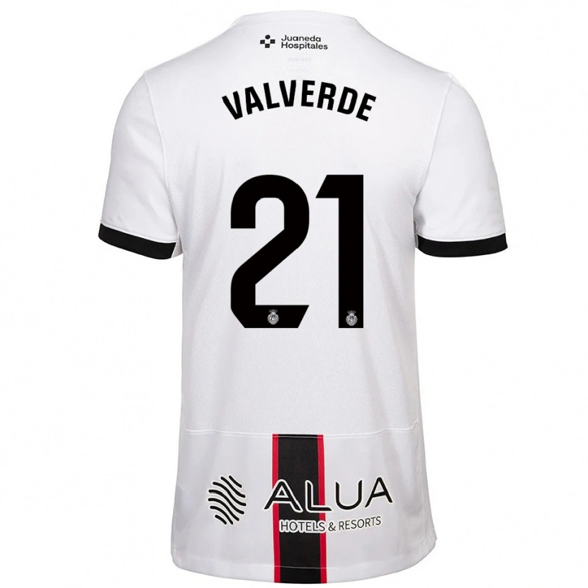 Danxen Mujer Camiseta David Valverde #21 Blanco Negro 2ª Equipación 2025/26 La Camisa