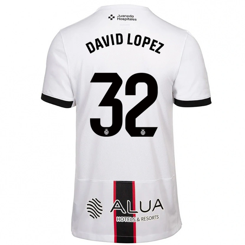 Danxen Mujer Camiseta David López #32 Blanco Negro 2ª Equipación 2025/26 La Camisa
