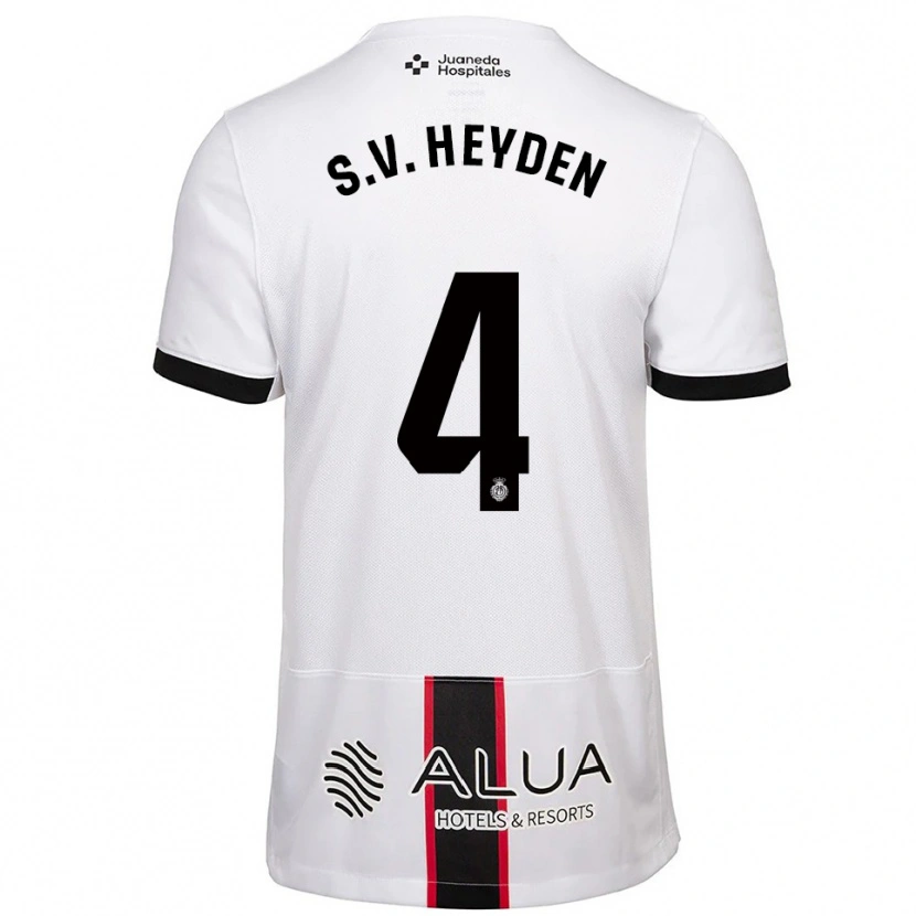 Danxen Mujer Camiseta Siebe Van Der Heyden #4 Blanco Negro 2ª Equipación 2025/26 La Camisa