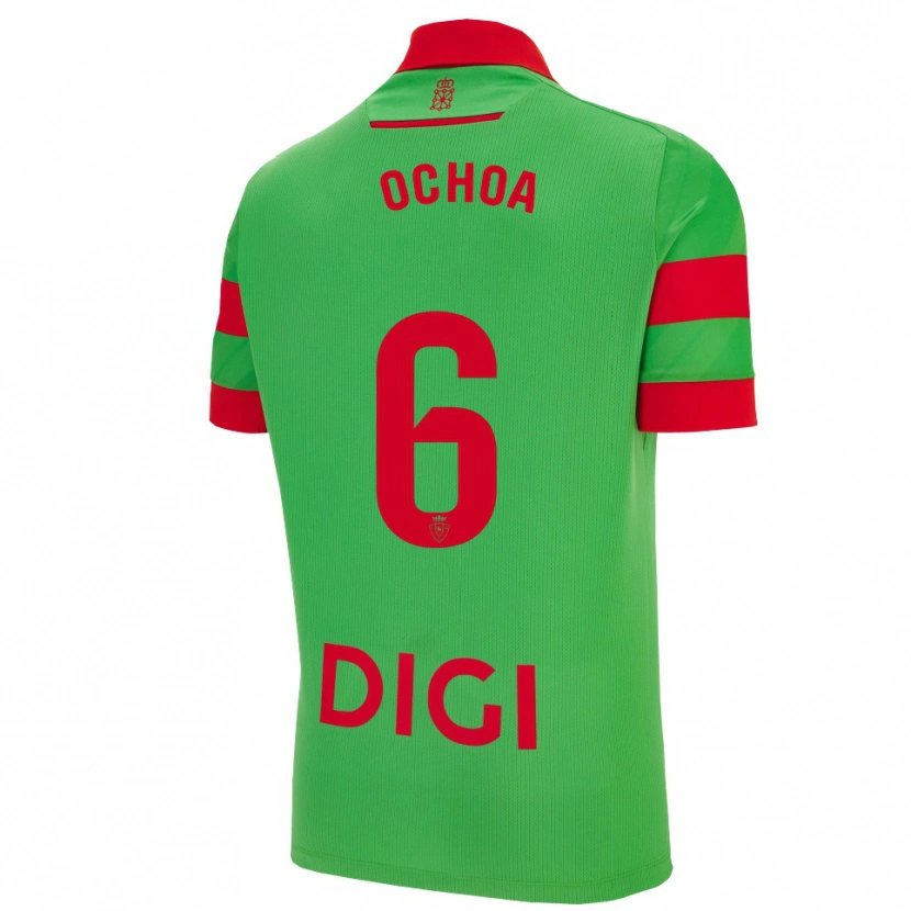 Danxen Mujer Camiseta Celia Ochoa Ibañez #6 Verde Rojo 2ª Equipación 2025/26 La Camisa