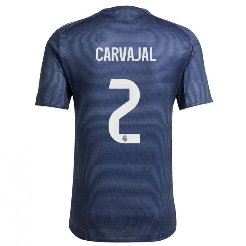 Danxen Mujer Camiseta Daniel Carvajal #2 Azul Marino Plata 2ª Equipación 2025/26 La Camisa