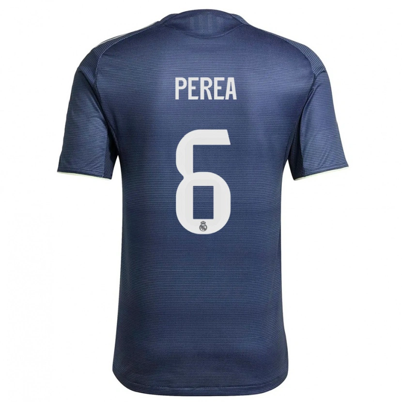 Danxen Mujer Camiseta Cristian Perea #6 Azul Marino Plata 2ª Equipación 2025/26 La Camisa
