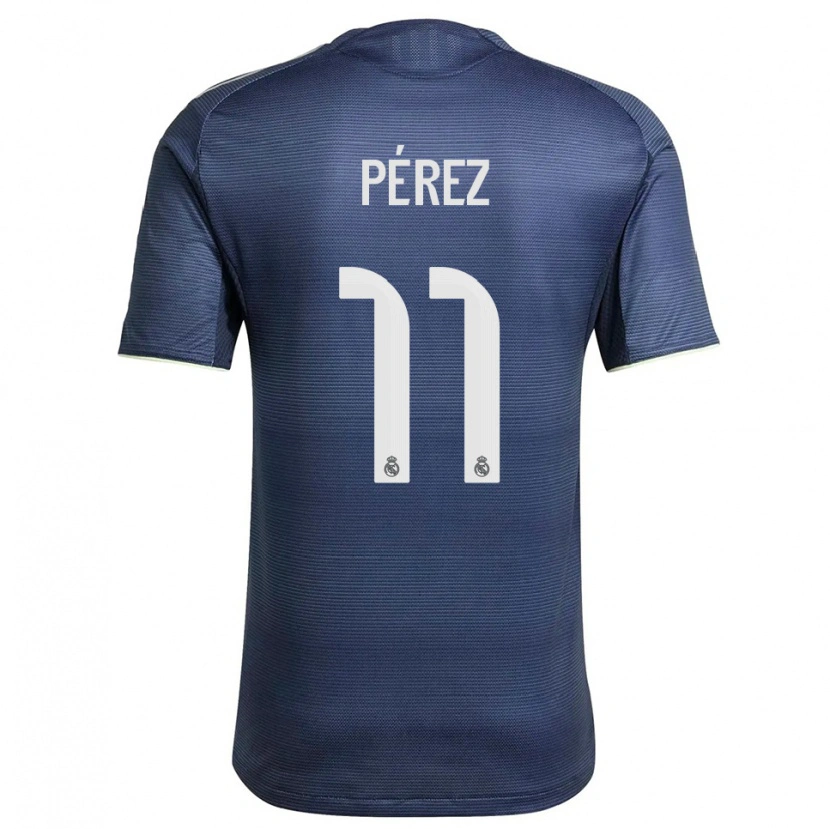 Danxen Mujer Camiseta Adrián Pérez #11 Azul Marino Plata 2ª Equipación 2025/26 La Camisa