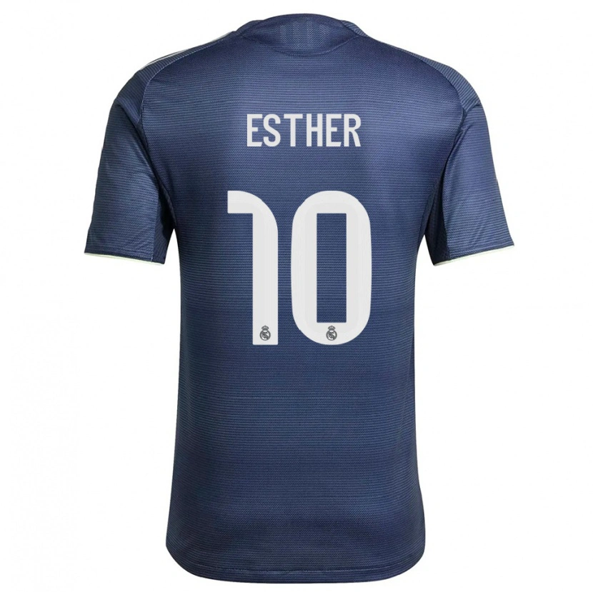 Danxen Mujer Camiseta Esther Gonzalez #10 Azul Marino Plata 2ª Equipación 2025/26 La Camisa