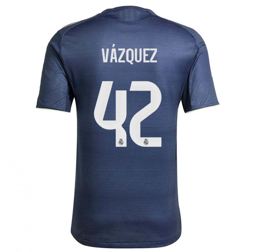 Danxen Mujer Camiseta Erik Vázquez #42 Azul Marino Plata 2ª Equipación 2025/26 La Camisa