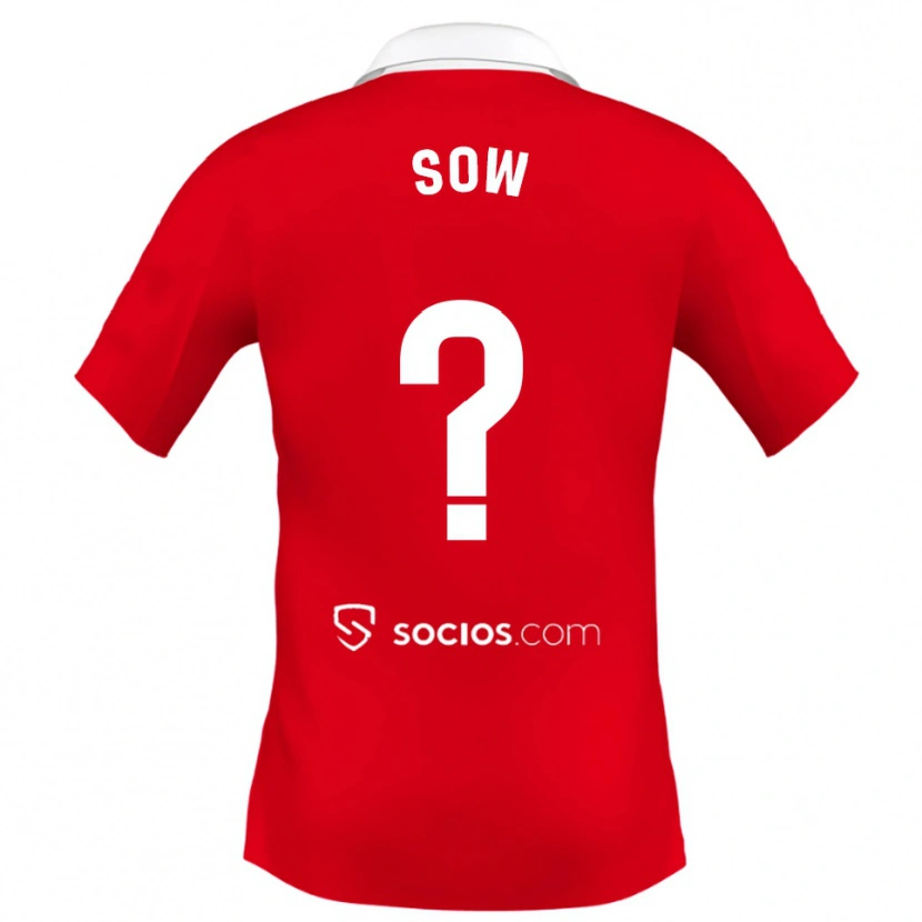 Danxen Mujer Camiseta Bakary Sow #0 Rojo Blanco Gris 2ª Equipación 2025/26 La Camisa