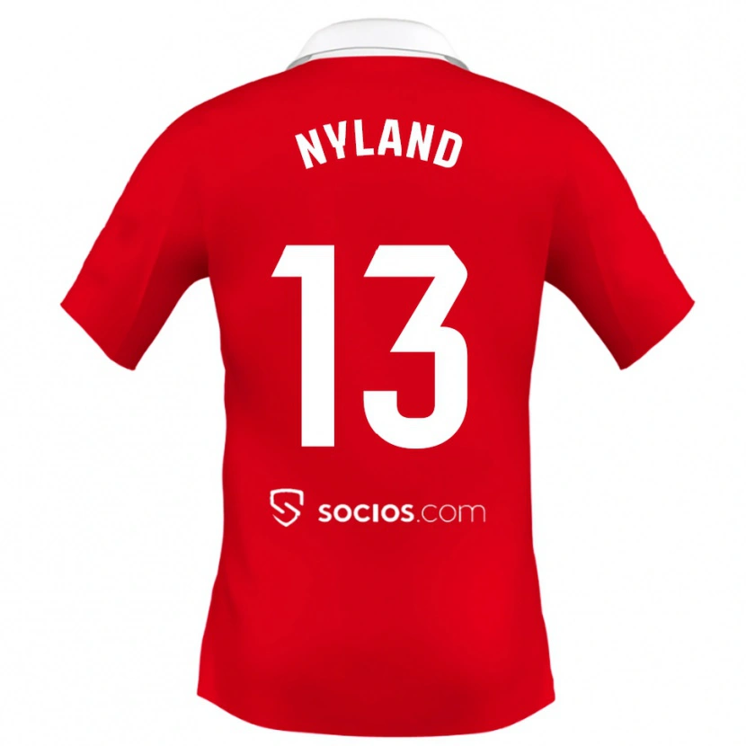 Danxen Mujer Camiseta Ørjan Nyland #13 Rojo Blanco Gris 2ª Equipación 2025/26 La Camisa
