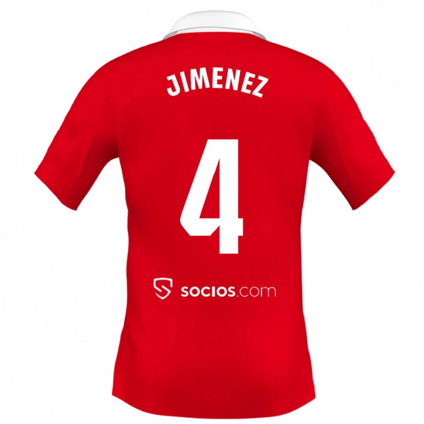 Danxen Mujer Camiseta Diego Jiménez #4 Rojo Blanco Gris 2ª Equipación 2025/26 La Camisa