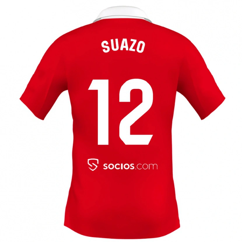 Danxen Mujer Camiseta Gabriel Suazo #12 Rojo Blanco Gris 2ª Equipación 2025/26 La Camisa