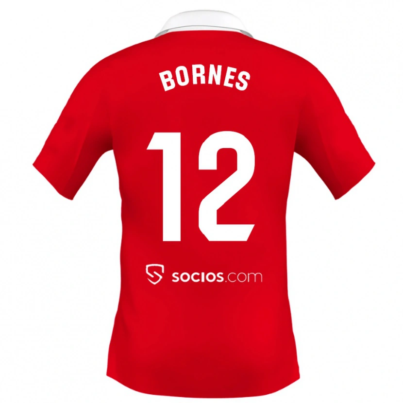 Danxen Mujer Camiseta Pedro Bornes #12 Rojo Blanco Gris 2ª Equipación 2025/26 La Camisa