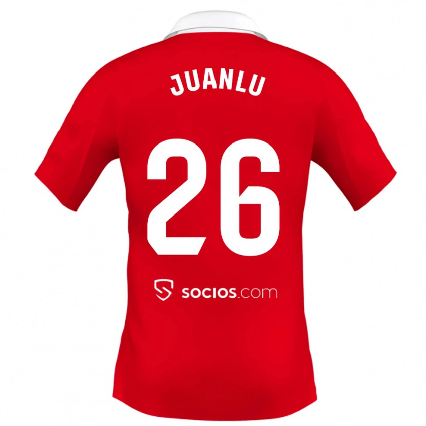 Danxen Mujer Camiseta Juanlu Sánchez #26 Rojo Blanco Gris 2ª Equipación 2025/26 La Camisa