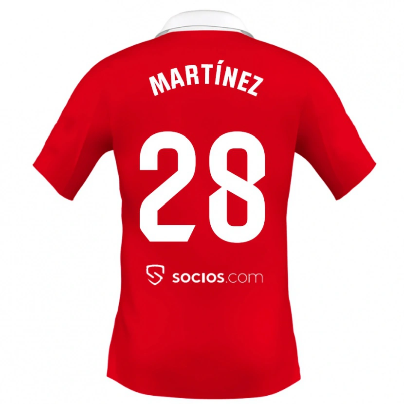 Danxen Mujer Camiseta Hugo Martínez #28 Rojo Blanco Gris 2ª Equipación 2025/26 La Camisa