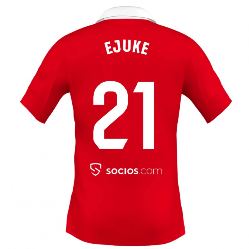 Danxen Mujer Camiseta Chidera Ejuke #21 Rojo Blanco Gris 2ª Equipación 2025/26 La Camisa