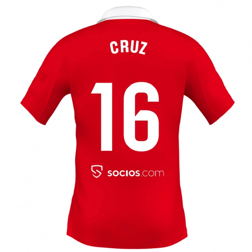 Danxen Mujer Camiseta Jesús Cruz #16 Rojo Blanco Gris 2ª Equipación 2025/26 La Camisa
