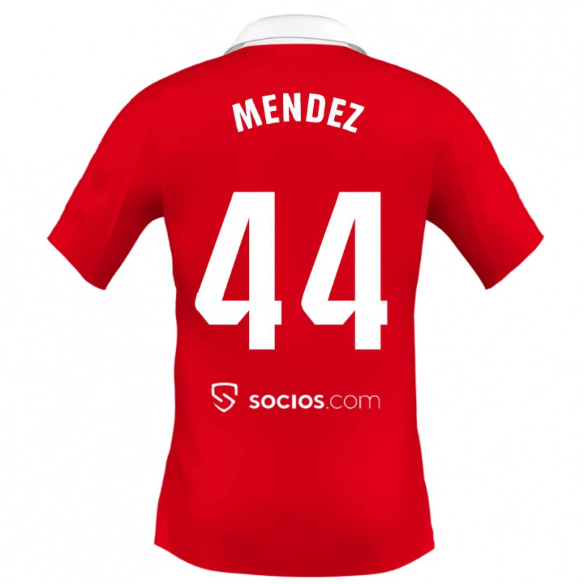 Danxen Mujer Camiseta Tomas Mendez #44 Rojo Blanco Gris 2ª Equipación 2025/26 La Camisa