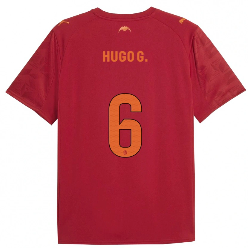 Danxen Mujer Camiseta Hugo Guillamón #6 Rojo Naranja 2ª Equipación 2025/26 La Camisa