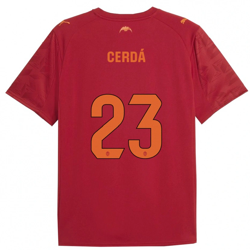 Danxen Mujer Camiseta Alex Cerdá #23 Rojo Naranja 2ª Equipación 2025/26 La Camisa