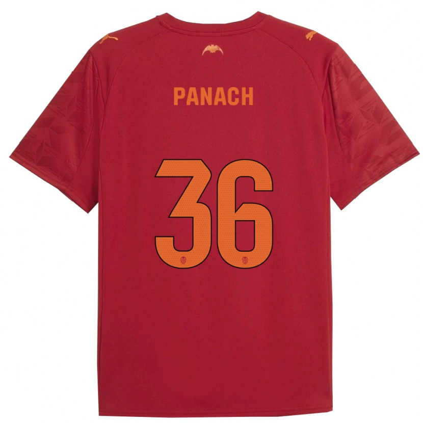 Danxen Mujer Camiseta Alejandro Panach #36 Rojo Naranja 2ª Equipación 2025/26 La Camisa