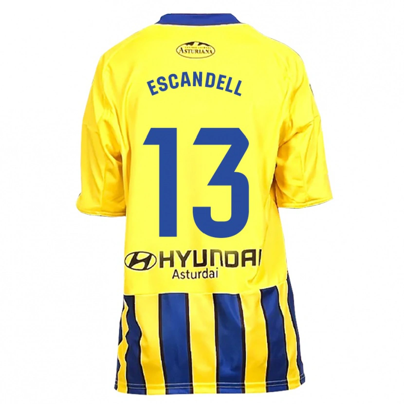 Danxen Mujer Camiseta Aarón Escandell #13 Amarillo Azul 2ª Equipación 2025/26 La Camisa