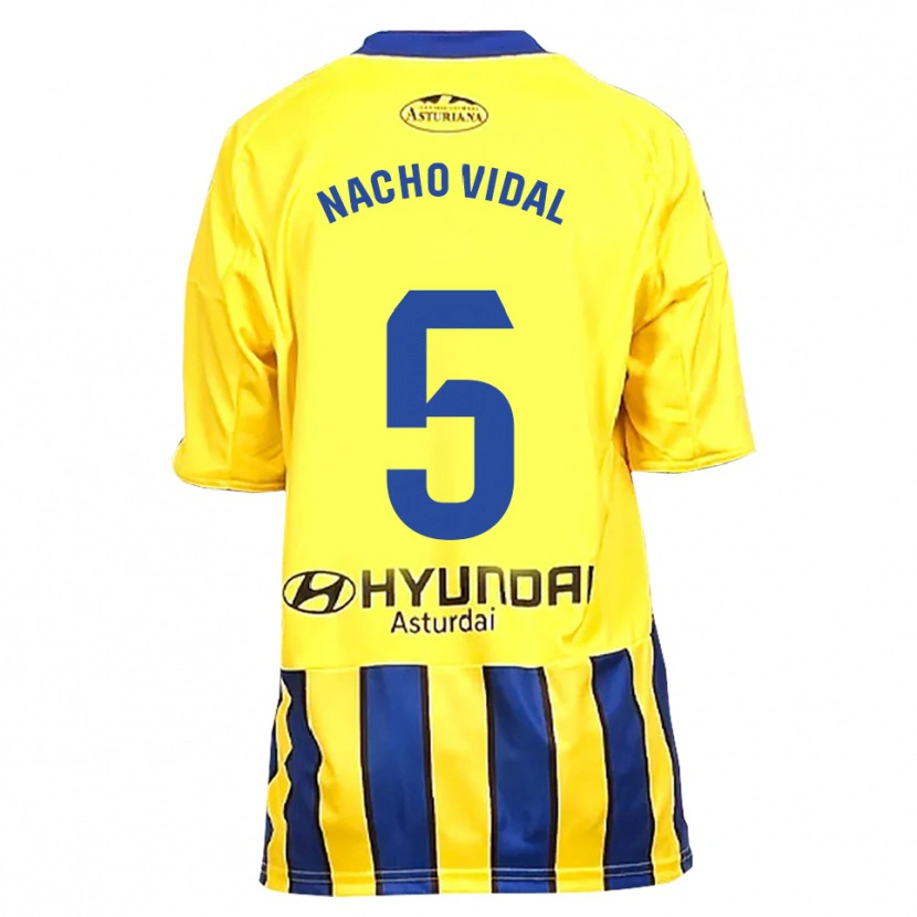 Danxen Mujer Camiseta Nacho Vidal #5 Amarillo Azul 2ª Equipación 2025/26 La Camisa