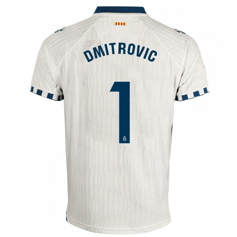 Danxen Mujer Camiseta Marko Dmitrovic #1 Blanco Azul 2ª Equipación 2025/26 La Camisa