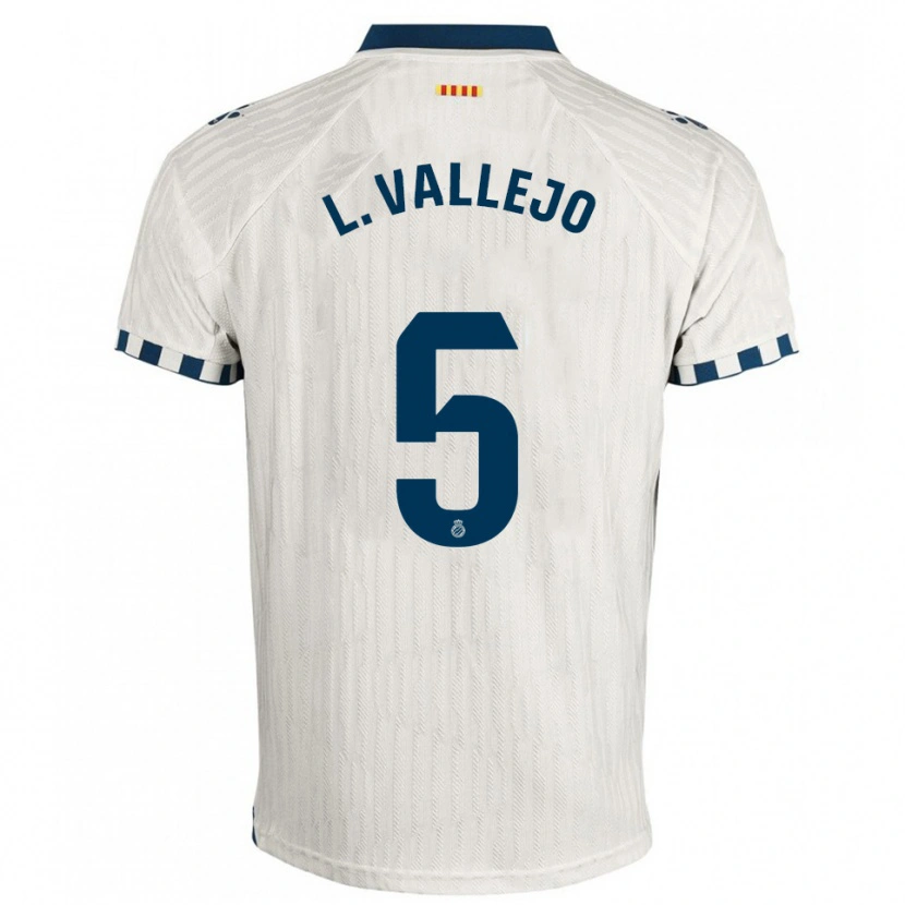 Danxen Mujer Camiseta Lucía Vallejo Blázquez #5 Blanco Azul 2ª Equipación 2025/26 La Camisa
