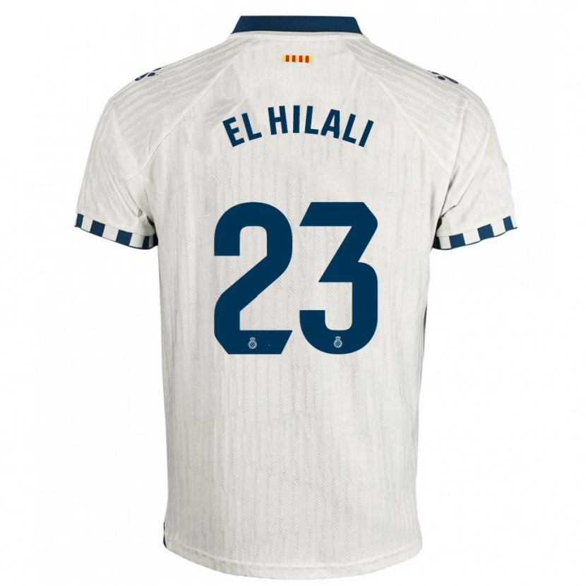 Danxen Mujer Camiseta Omar El Hilali #23 Blanco Azul 2ª Equipación 2025/26 La Camisa