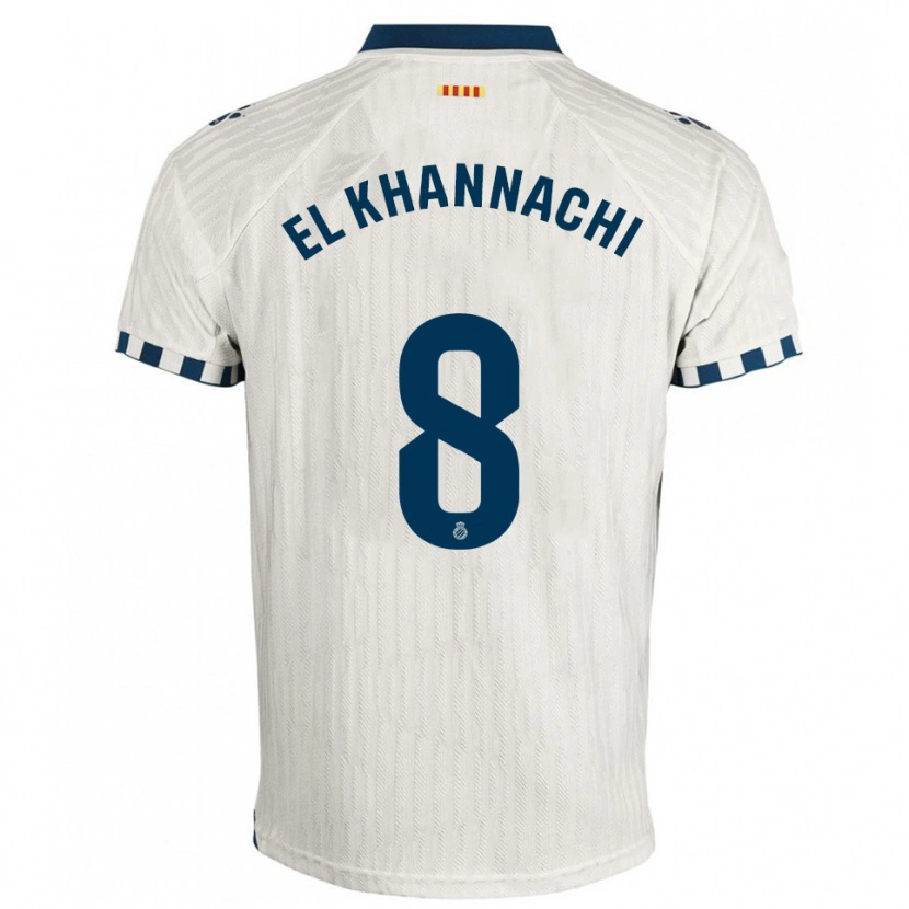 Danxen Mujer Camiseta Youssef El Khannachi #8 Blanco Azul 2ª Equipación 2025/26 La Camisa