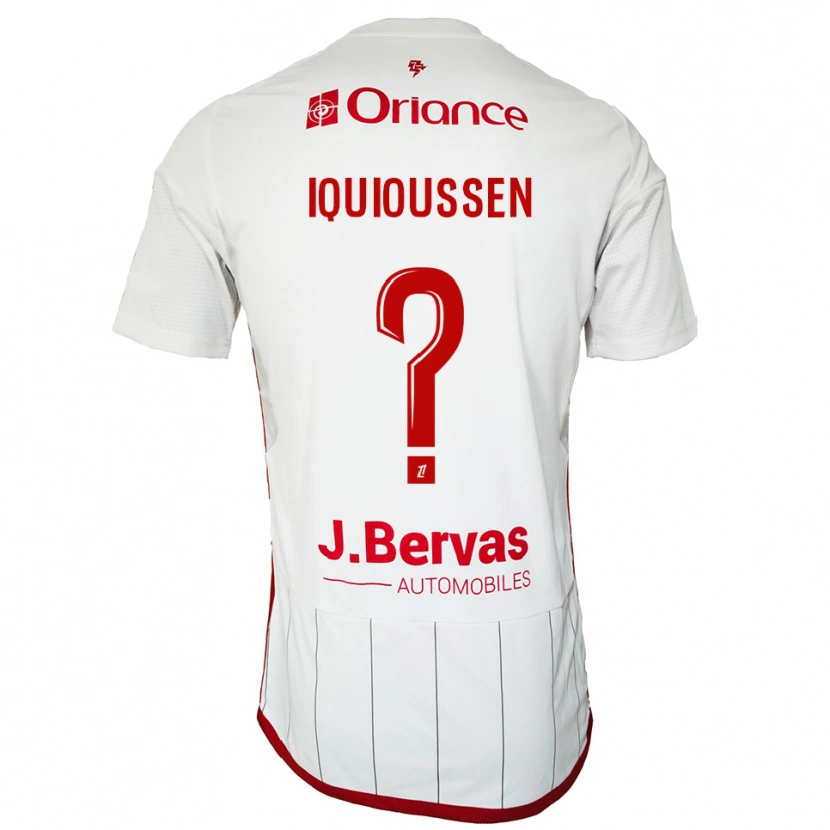 Danxen Mujer Camiseta Adam Iquioussen #0 Blanco Rojo 2ª Equipación 2025/26 La Camisa