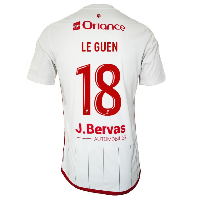 Danxen Mujer Camiseta Raphaël Le Guen #18 Blanco Rojo 2ª Equipación 2025/26 La Camisa
