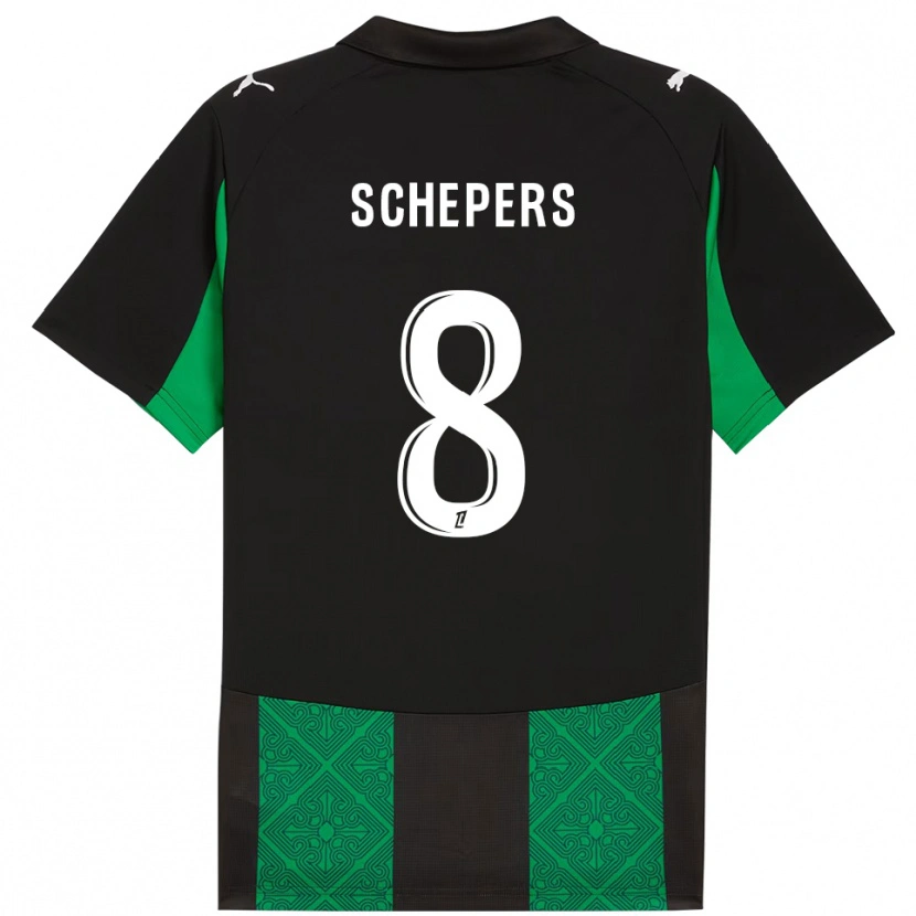 Danxen Mujer Camiseta Marie Schepers #8 Negro Verde 2ª Equipación 2025/26 La Camisa