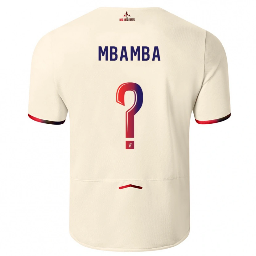Danxen Mujer Camiseta Lucas Mbamba #0 Blanquecino Rojo 2ª Equipación 2025/26 La Camisa