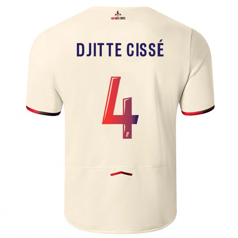 Danxen Mujer Camiseta Babacar Djitte Cissé #4 Blanquecino Rojo 2ª Equipación 2025/26 La Camisa