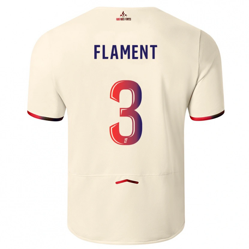 Danxen Mujer Camiseta Corentin Flament #3 Blanquecino Rojo 2ª Equipación 2025/26 La Camisa