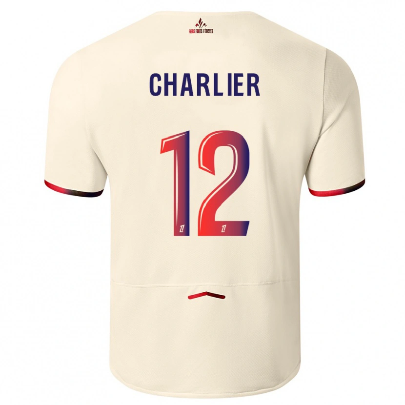 Danxen Mujer Camiseta Amaury Charlier #12 Blanquecino Rojo 2ª Equipación 2025/26 La Camisa