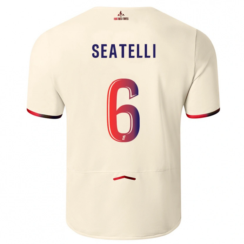 Danxen Mujer Camiseta Adrien Seatelli #6 Blanquecino Rojo 2ª Equipación 2025/26 La Camisa