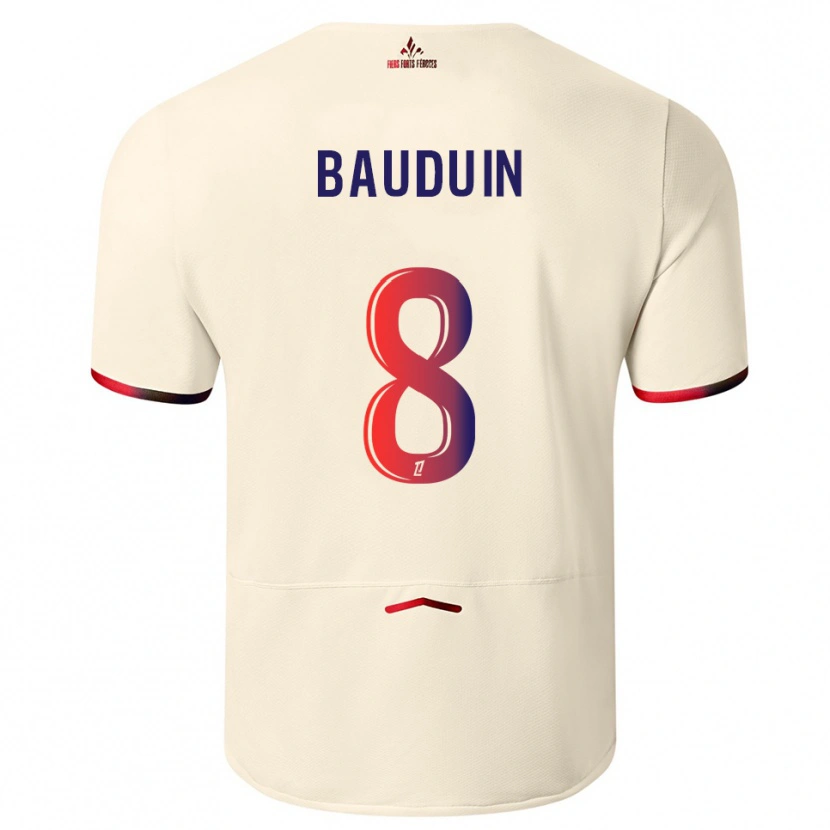 Danxen Mujer Camiseta Justine Bauduin #8 Blanquecino Rojo 2ª Equipación 2025/26 La Camisa