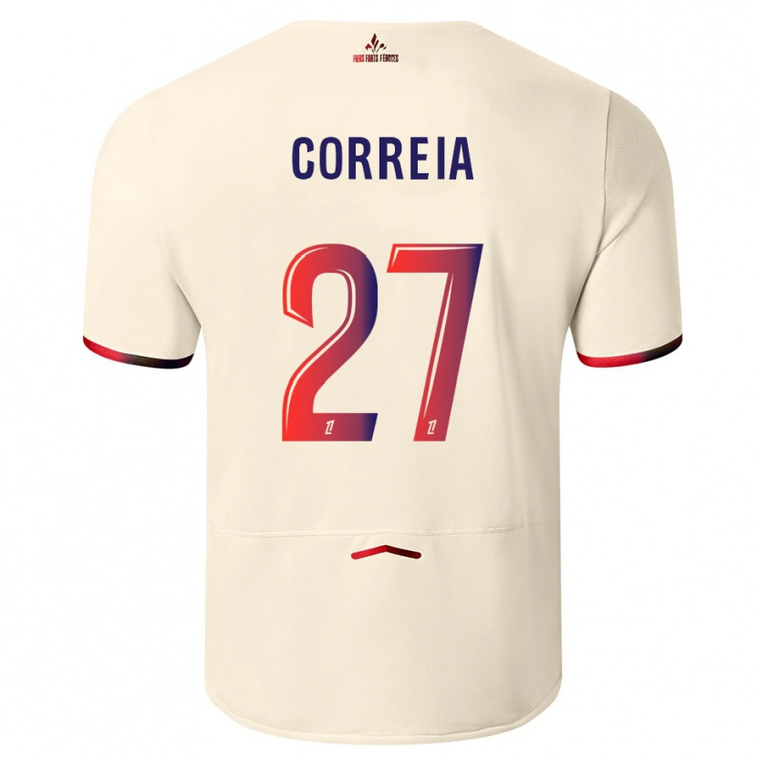Danxen Mujer Camiseta Félix Correia #27 Blanquecino Rojo 2ª Equipación 2025/26 La Camisa
